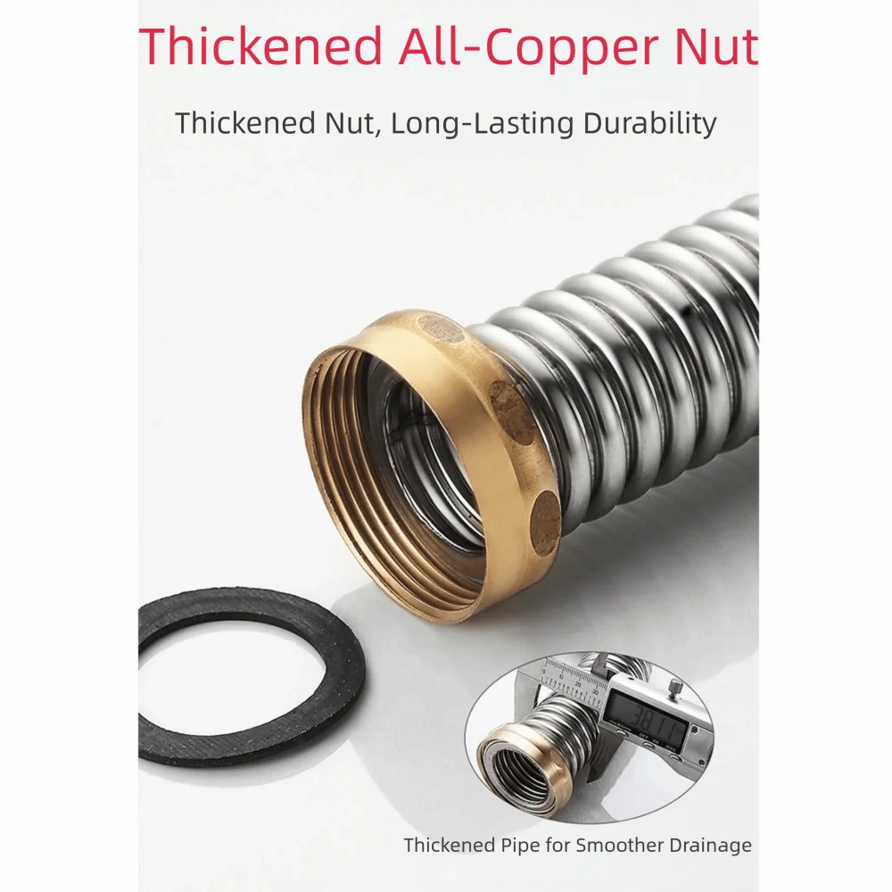 ท่อระบายน้ำอ่างล้างจานแบบหนา ป้องกันหนูกัด พร้อมจุกปิดอ่างล้างจาน กรองเศษขยะ ดับกลิ่น ยืดหยุ่นได้