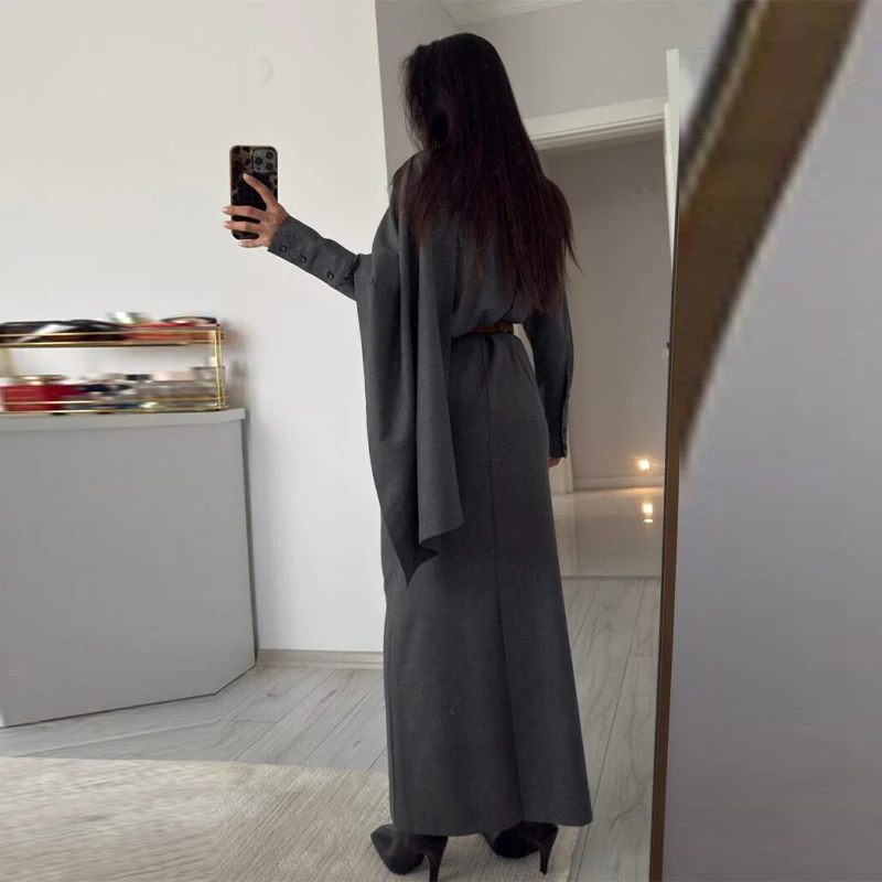 Conjuntos de Falda y Blazer Clásicos Vintage para Mujer, Blusa con Cuello Polo y Capa, Falda Larga con Bolsillos, Trajes de Trabajo para Mujer, Novedad 2026