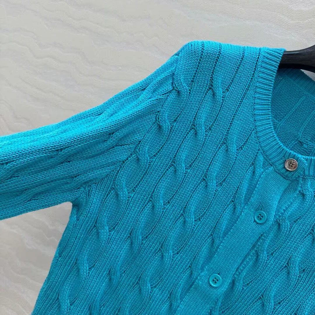 2025 New Autumn Fashion Twist Crochet Embroidery Knitted Cardigans Women O-neck Long Sleeve Single Breasted Vintage Slim Sweater