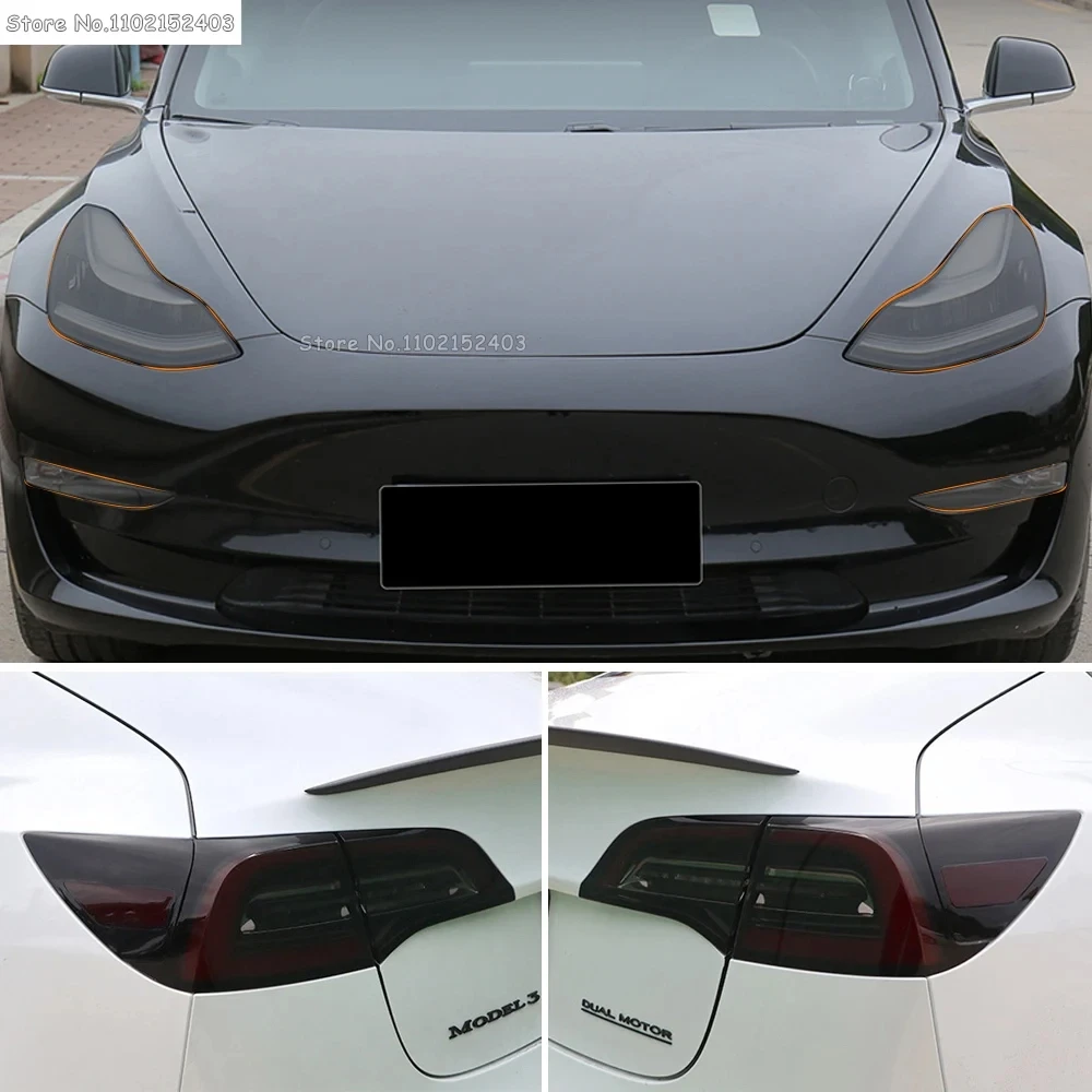 

Для Tesla Model 3 Y 2017-2023 ТПУ черненые фары задние фонари противотуманные фары защитная пленка модификация черные пленки меняющие цвет