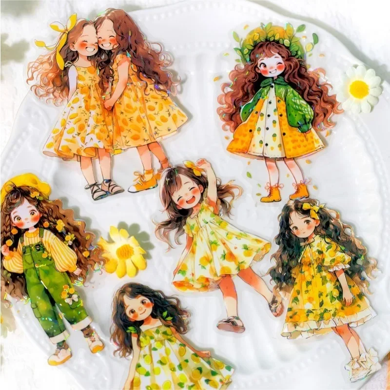 12Pieces Sticker Summer Cute Multi Girls Handbook Decoration Materials School Supplies Package Scrapbooking cut 155*91mm