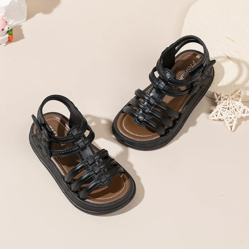 

2026 Summer Children Gladiator Sandals New Cute Girl Open-toe Causal Beach Sandals Thick Bottom Fashion Kids Hollow-out Sandals