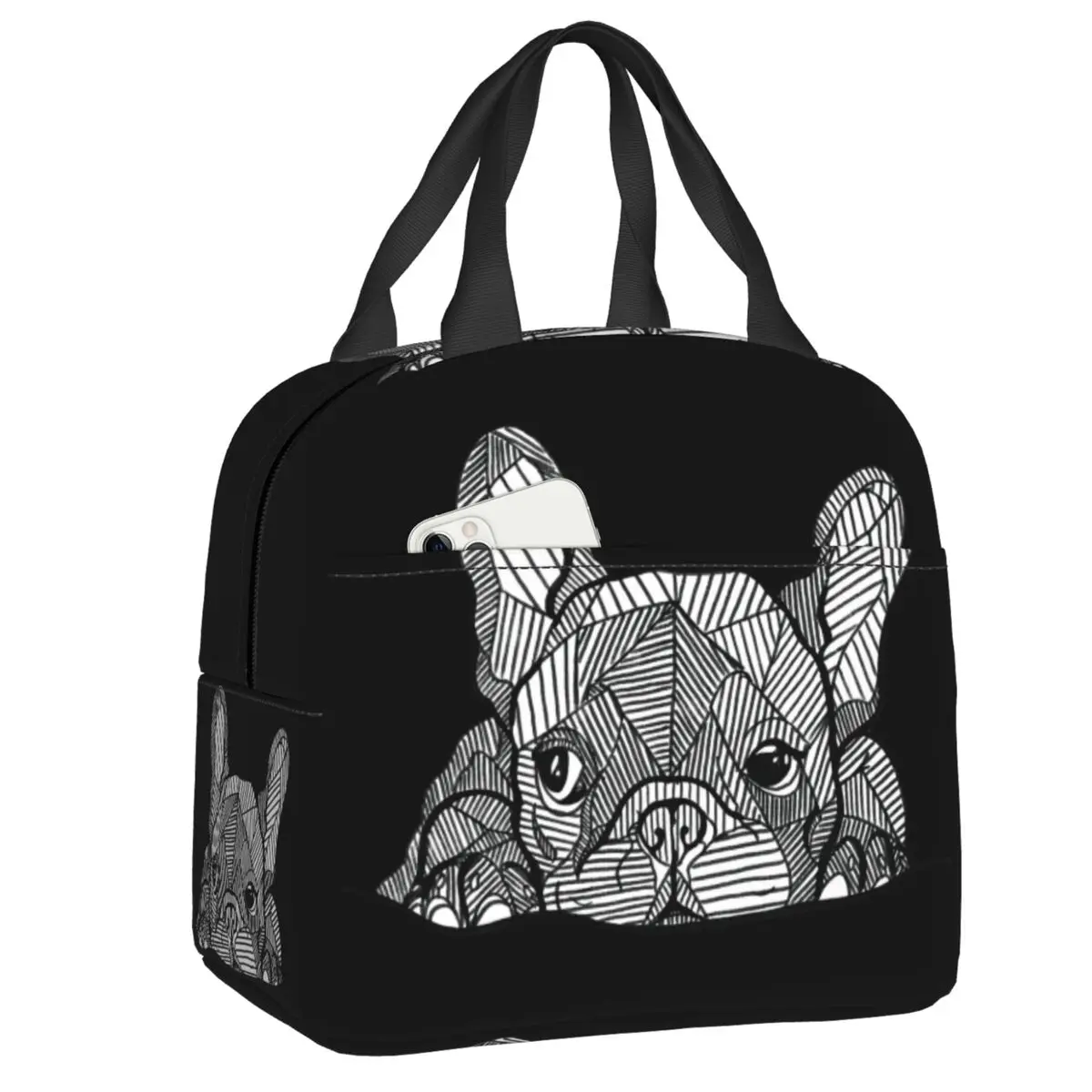 Custom French Bulldog Puppy Thermal Insulated Lunch Bags Women Portable Lunch Container for School Multifunction Food Box