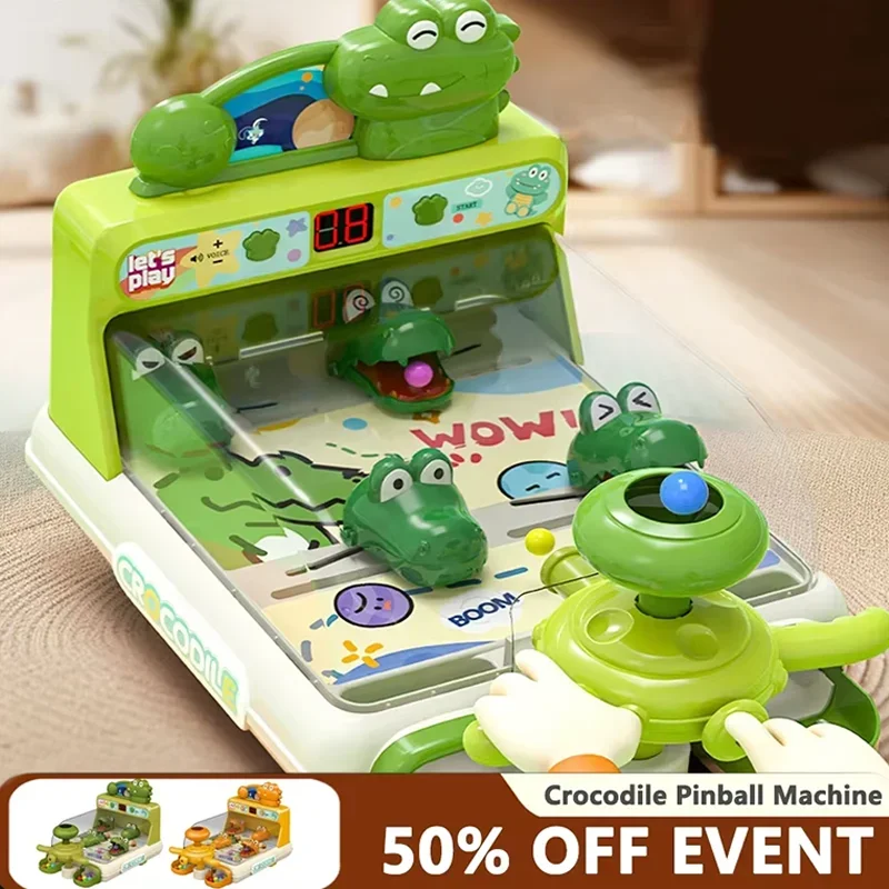 Crocodile Table Games, Score Shooting Target Kids Desktop Party Game, Parent-child interaction, Cartoon Pinball Shooting Machine