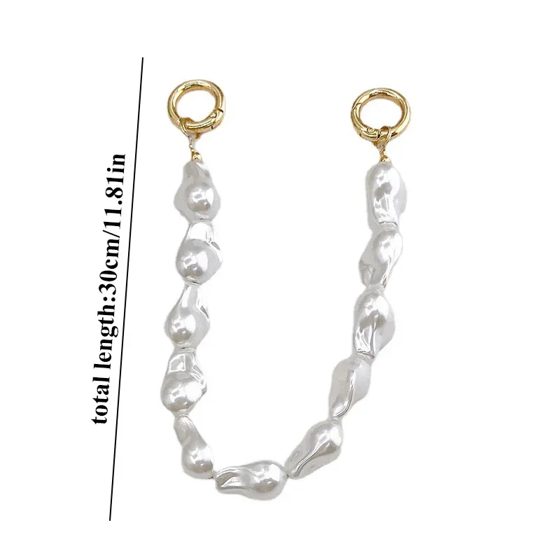 حزام سلسلة من اللؤلؤ المقلد مقاس 26 سم - سلسلة معدنية مطرزة لمقابض حقائب اليد |   ملحقات استبدال حقيبة اليد