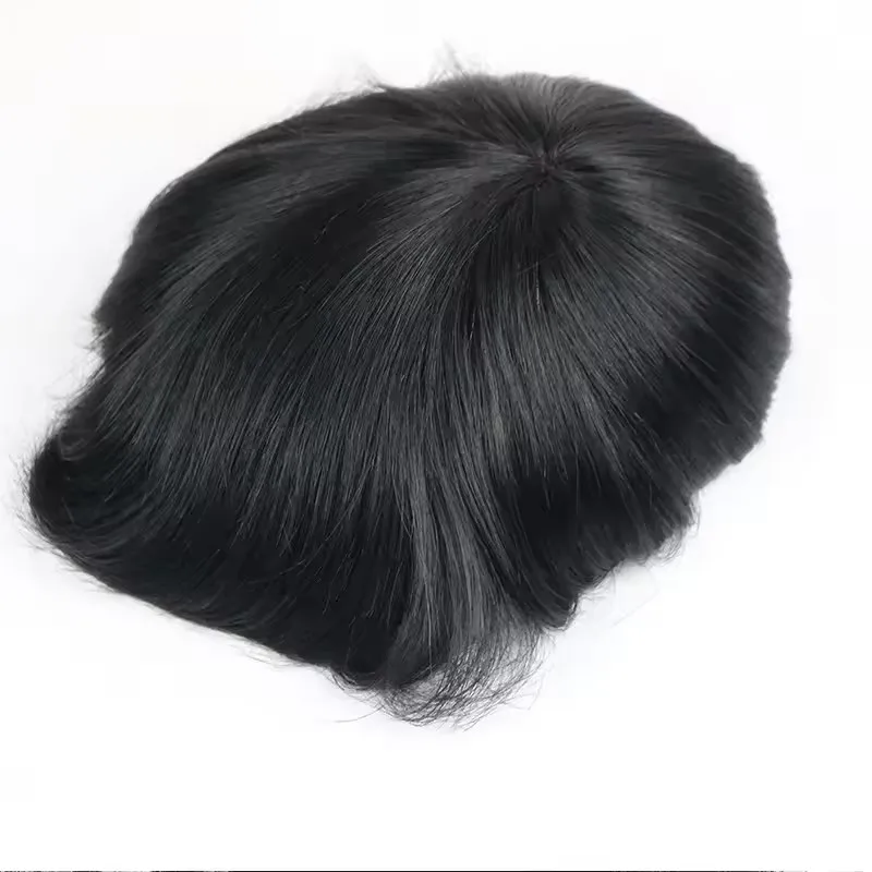 Eropa Cokelat Pirang Hitam # 1b 2warna Wig Rambut Manusia 100% Super Tahan Lama untuk Pria Botak Toupee Bernapas Basis Mono NPU Halus Prostesis