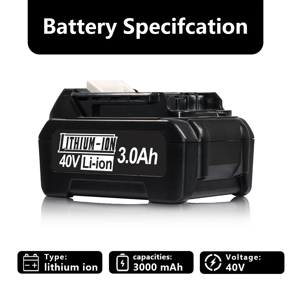 

Аккумулятор для электроинструмента Makita 40В, литий-ионный, 3.0Ач, совместим с BL4025, BL4040, BL4080
