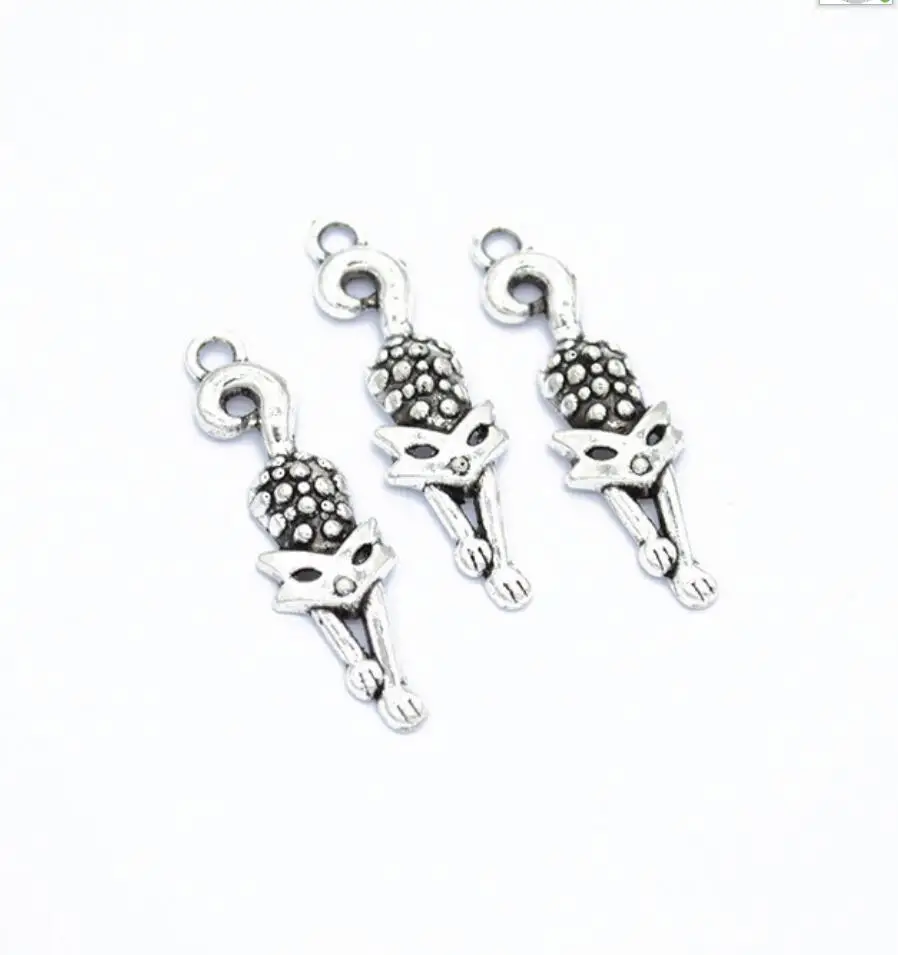 80pcs 32*9mm Pendant Cat Cat Charm Pendants For Jewelry Making 2 Colors Cat Pendants F0602
