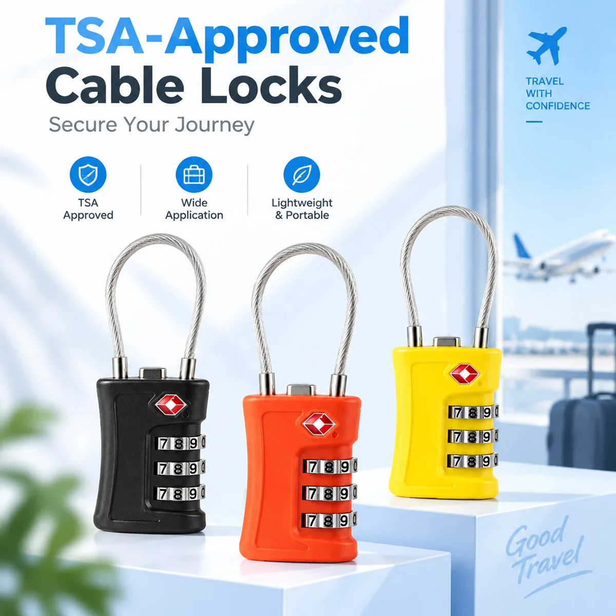 TSA Password Lock Travel Luggage Lock Combination Lock Suitcase Lock Durable Secure 3 Digit Code Lock Portable For Travel Bags