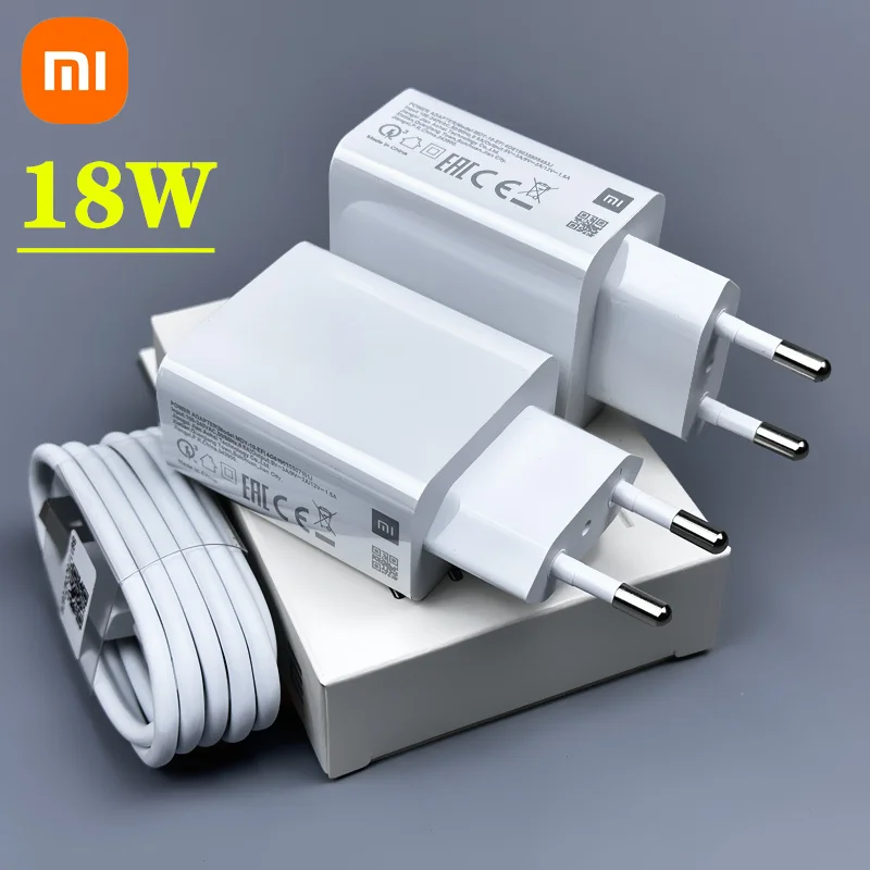 Original 18W Xiaomi EU FAST CHARGE 3A สาย USB C สําหรับ Xiaomi 6 8 9 Redmi 13R 12 8 9 9T 10 8A Poco C40 M3