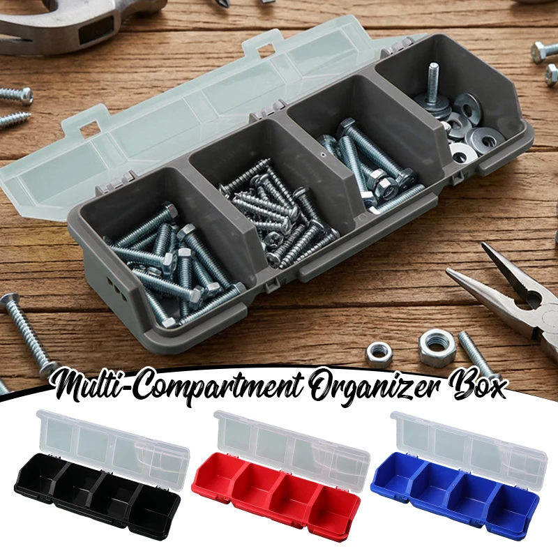 1Pc Multi-Compartment Organizer Box for Screws & Small Parts - Durable Plastic Hardware and Jewelry Tool Storage Case with Lid