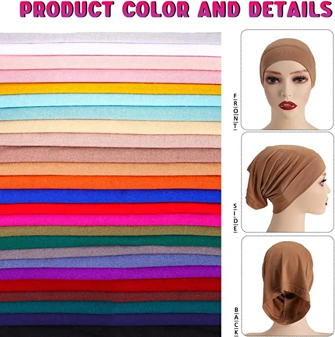 Under Scarf Hijab Cap Unisex Dreadlock Cap Women Stretch Under Caps Solid Color Hijab Under Scarf Woman Hijab Cap Unisex Hats