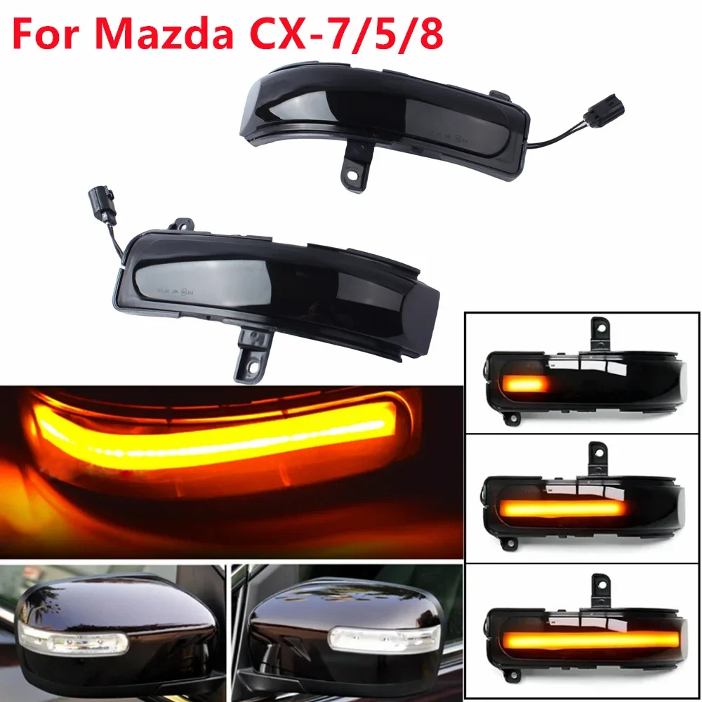 2pcs Sequential Blinker Lamp Car LED Dynamic Turn Signal Side Rear Mirror Light For Mazda CX-7 Mazda 5 Mazda 8