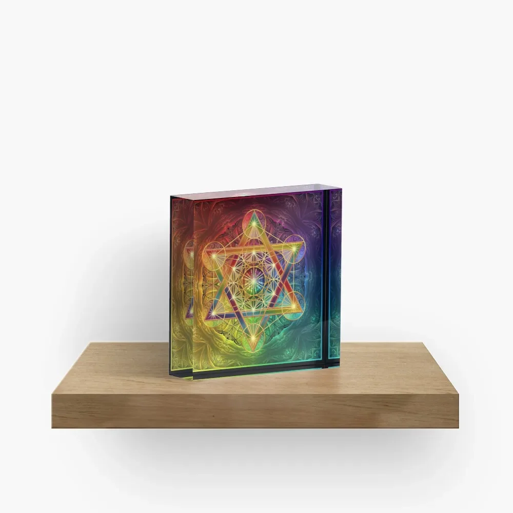 Metatron Is Cube With Merkabah And Flower  Acrylic Block Decoration Wedding Process Clear Cute Print Bedroom Photos Stamping