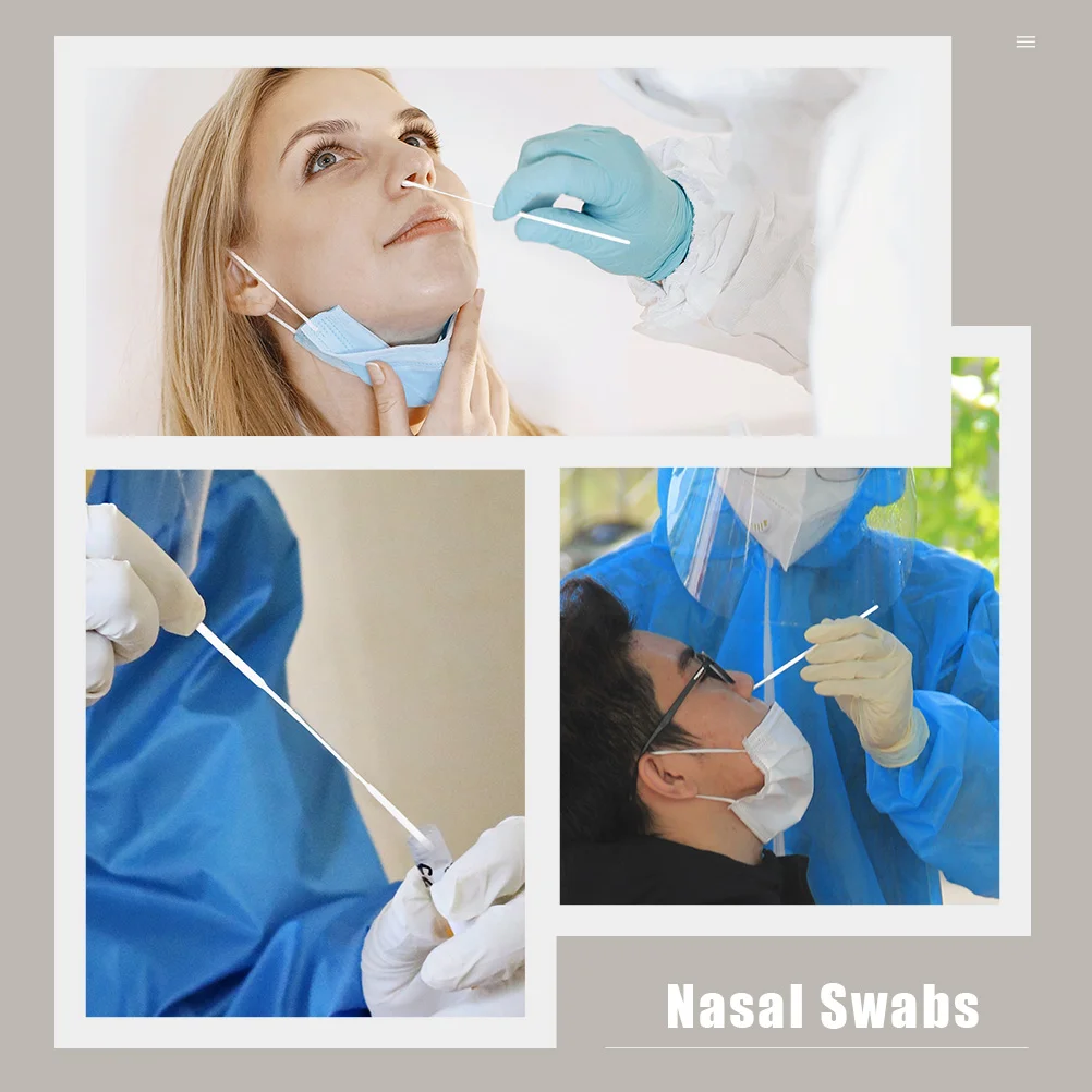 120 Pcs Nasal Swab One-off Swabs One-time Flocking Flocked Major Sampling Sticks Specimen Collection Nasopharyngeal