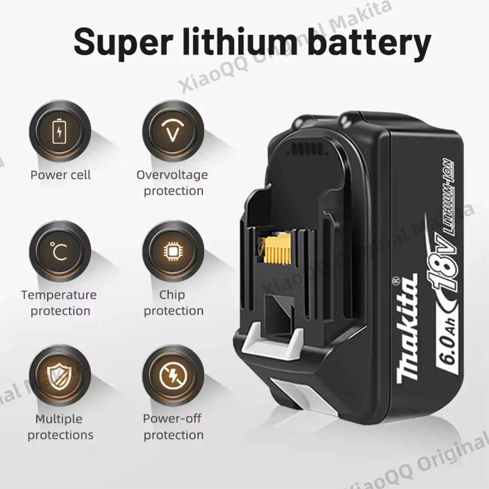 Makita-100% Original Rechargeable Power Tool Battery 6.0Ah 18V BL1830 BL1850 BL1840 BL1860 BL1815，Replaceable LED Lithium-ion