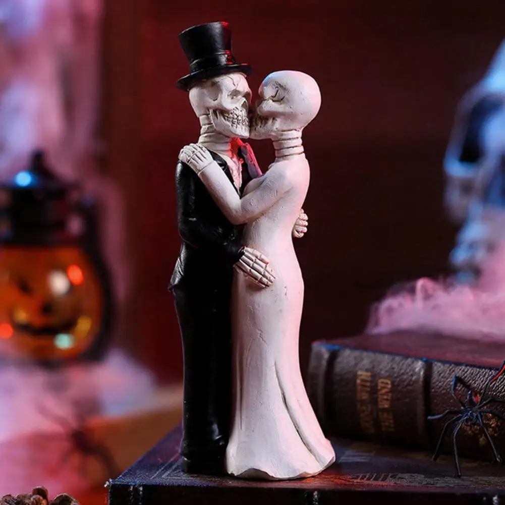 Skeleton Decor Skeleton Figurine Kissing Skeleton Couple Figurine Wedding Decor Skull Bride Groom Statue Day of for Halloween