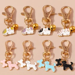 Lovely Enamel Cartoon Cat Keychain Animal Dog Key Ring for Women Girls Handbag Pendants DIY Jewelry Accessories