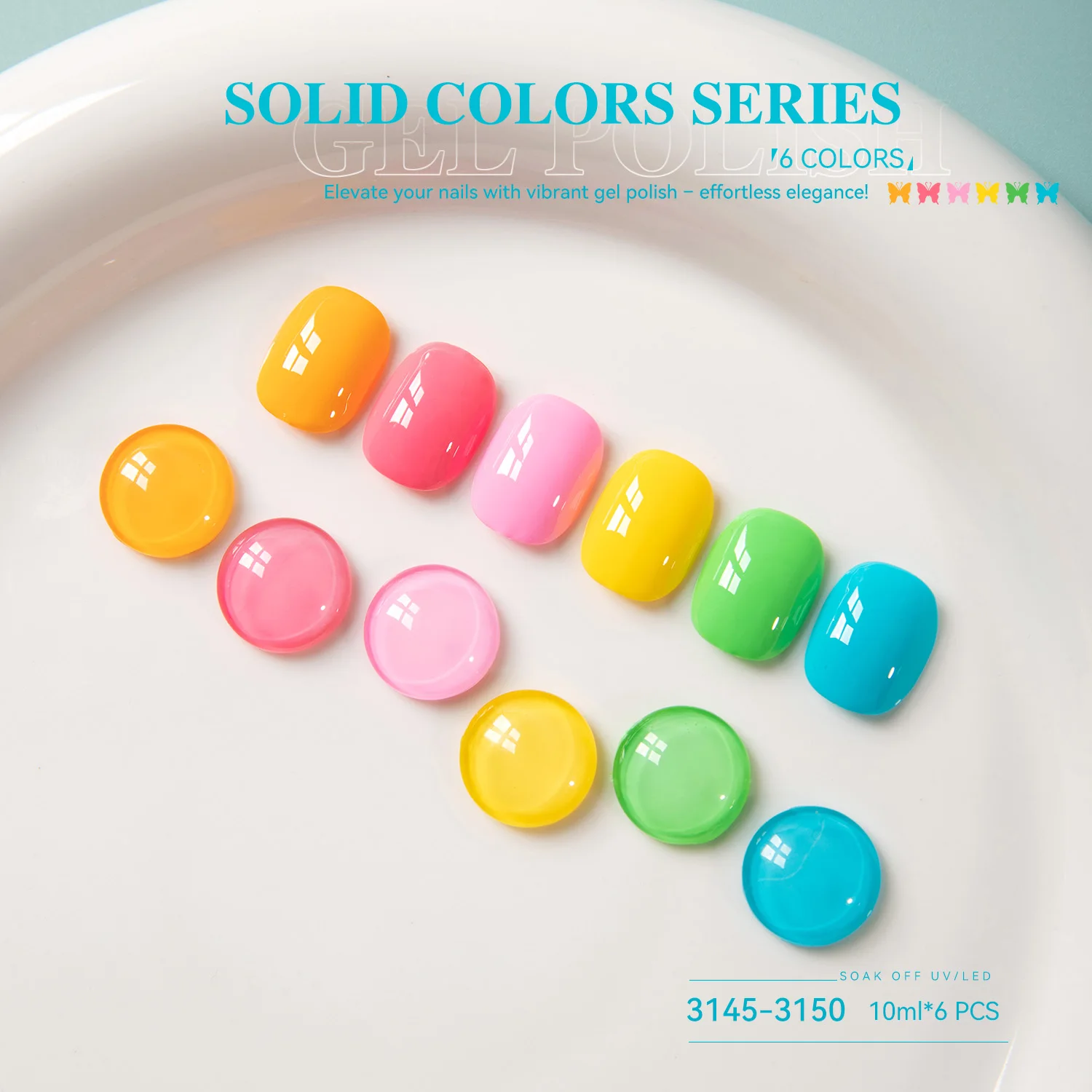 Vendeeni High Pigment 6colors Candy Gel Polish Collection TPO HEMA FREE Nail Supplies OEM Private Label Candy Gel Nail Polish