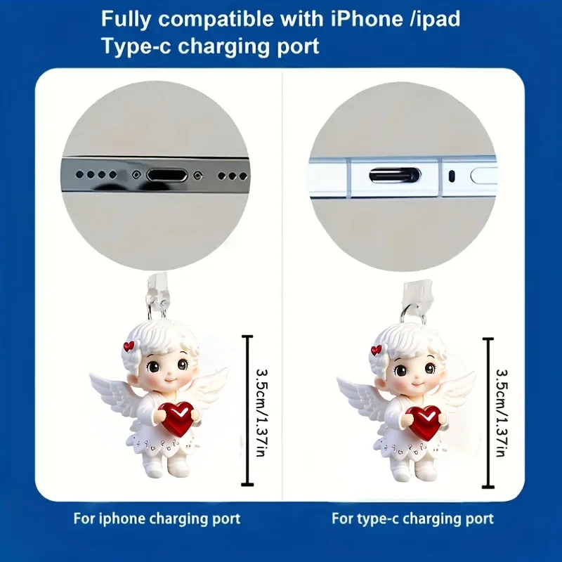 2D Flat Acrílico Phone Dust Plug Para Iphone Universal Tipo-C Porta de Carregamento Protetor Rolha Anti-Poeira Plug Pingente