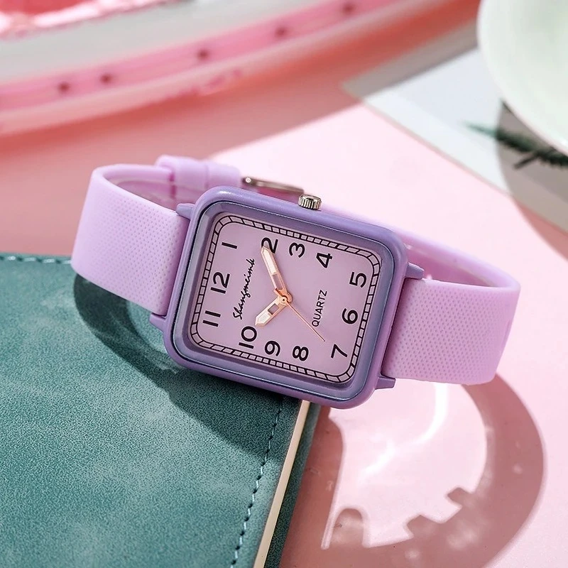 Fashion Rectangle Dial Ladies Quartz Watch Silicone Strap Womens Wristwatch Reloj Mujer Girls Clock Gift