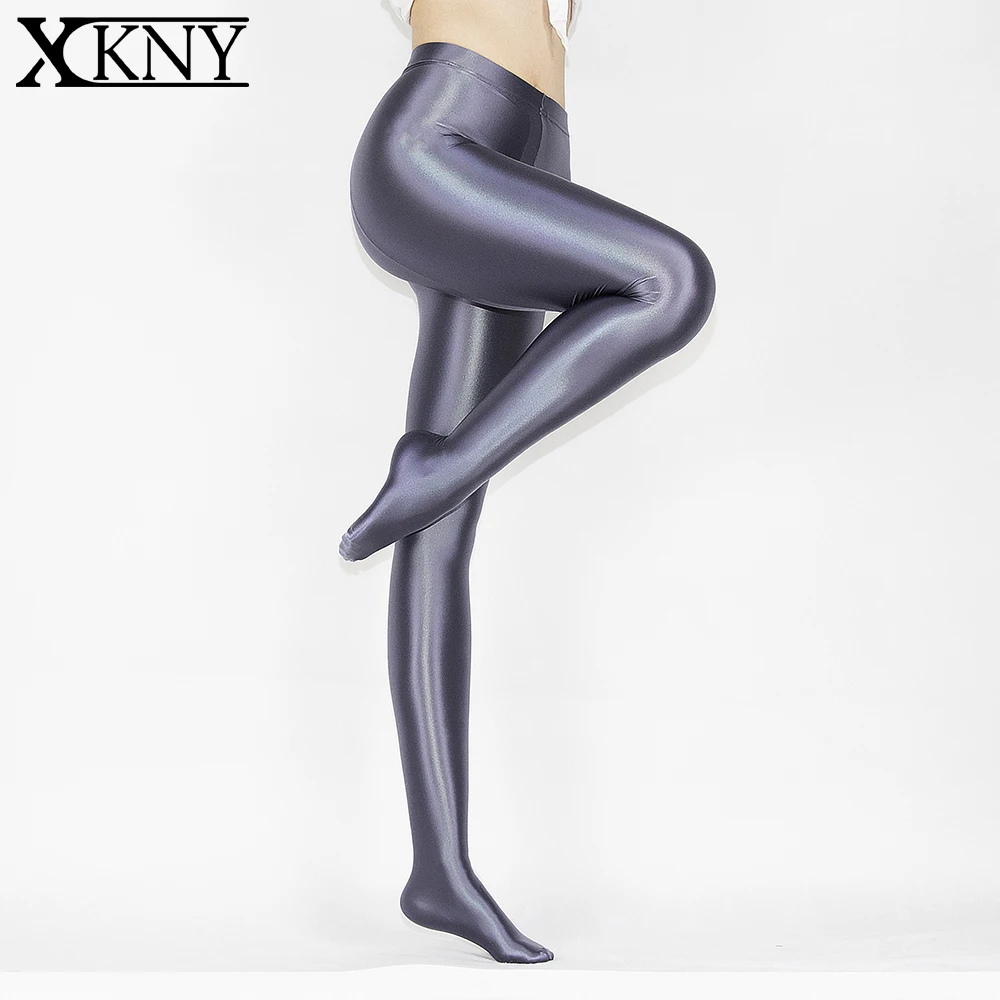 XCKNY pantaloni lucidi in raso collant opachi lisci collant luminosi calze di seta sexy slim pantaloni sportivi a vita alta da bagno lucidi