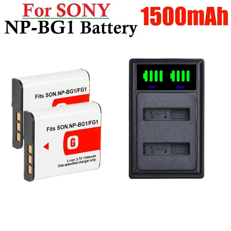 1500mAh NP-BG1 NP-FG1 NPBG1 Rechargeable Li-ion Digital Camera Battery For Sony DSC H3 H5 H7 W70 W80 WX1 NP BG1 FG1 Battery