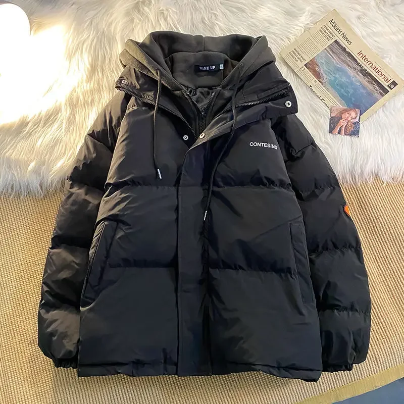 Koreanische Mode-Version Winter Freizeit Baumwolle Kleidung Frauen y2k multifunktion ale gefälschte zwei Taschen Reiß verschluss Daunen jacke dicken Mantel