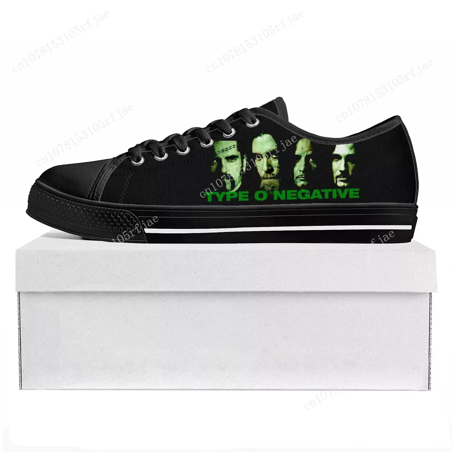 Type O Negatieve Metal Rock Band Low Top Hoge kwaliteit Sneakers Heren Dames Tiener Canvas Sneaker Paar Schoenen Aangepaste schoen Zwart