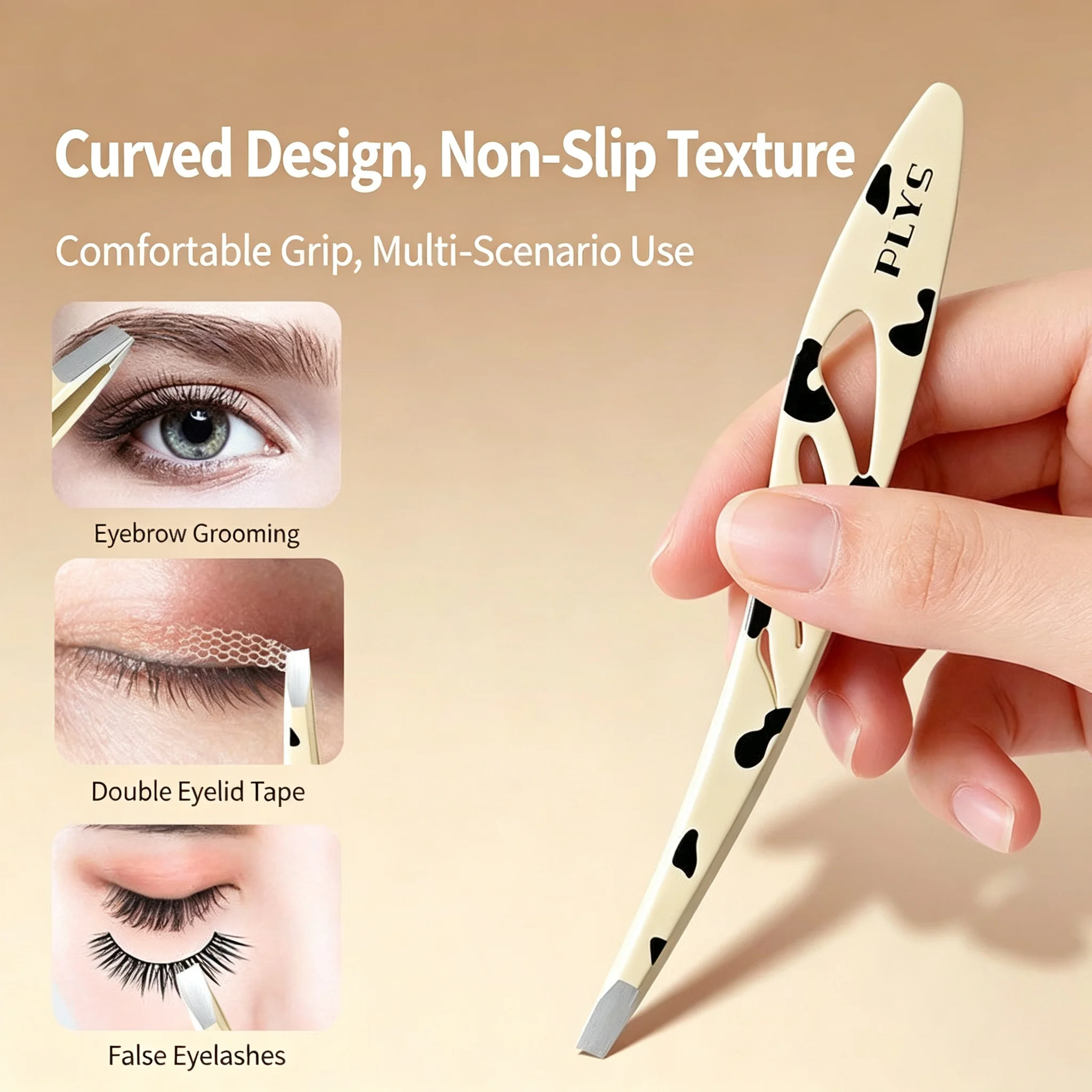2/4Pcs Hollow Cloud Eyebrow Tweezers Daily Beauty Practical Hair Removal Tool Flat Slanted Hooked Pointed Tip Stainless Steel