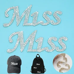 Miss Adhesive Letters Rhinestone Stickers Diy Hippie Clothes Hat Bag Luggage Backpack Decoration Iron-On Transfers Patches