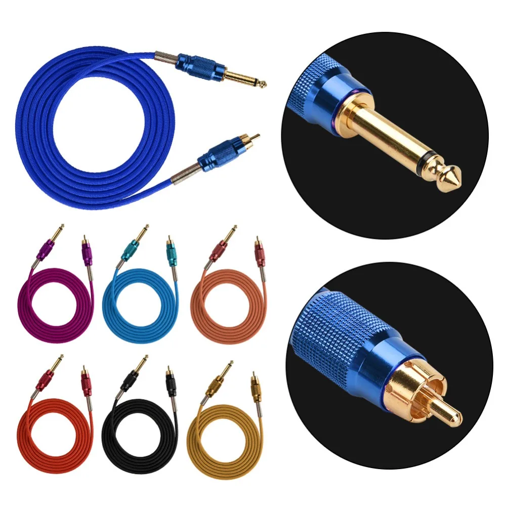 

7 colors 1.8M RCA interface Cable Clip Tattoo Cord Switch Hook Line For Conversion kit Power Supply Cable For Tattoos Machines