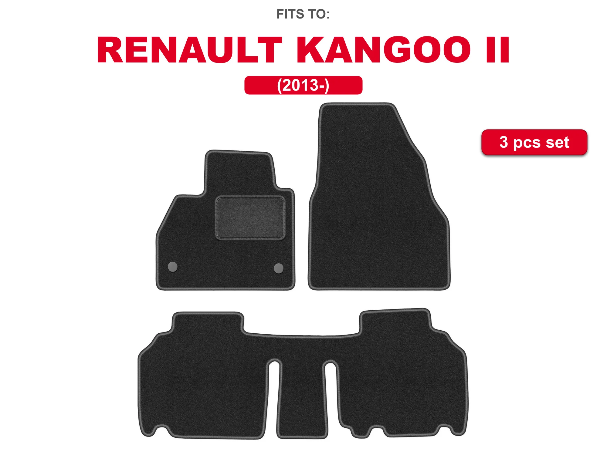 Velours autovloermatten voor: Mercedes Citan 2012- combi busje, grafietkleur, op maat gemaakte automatten, set