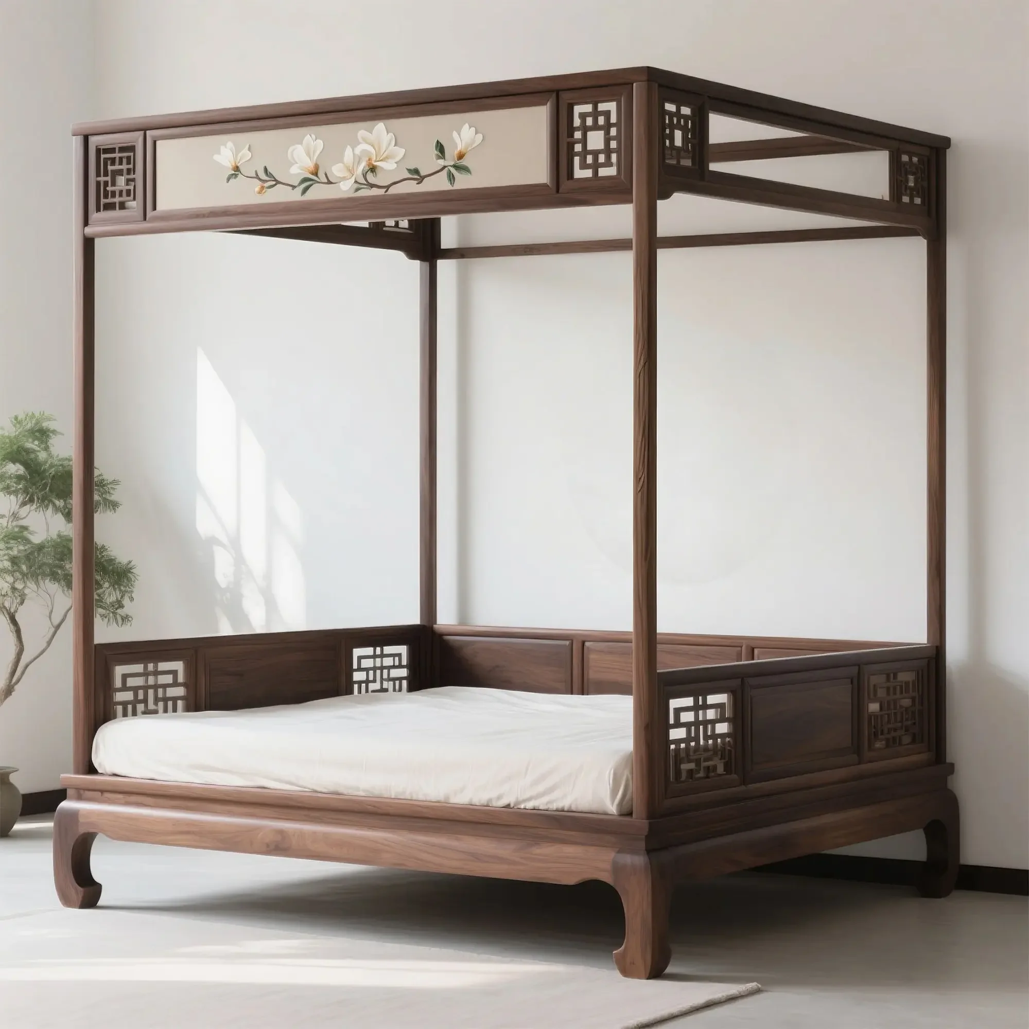 Solid wood stepping bed, rural home master bedroom double step bed