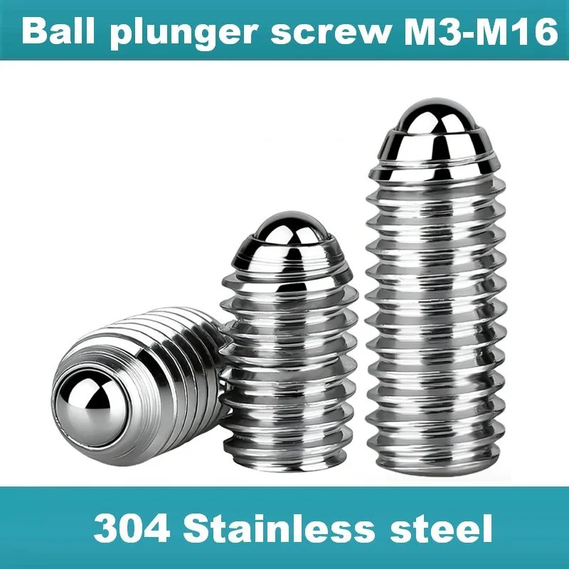 304 Spring Loaded Ball Plunger Hex Socket Ball Point Set Screw Elastic Wave Bead Grub Screw for Machinery Mold Positioning