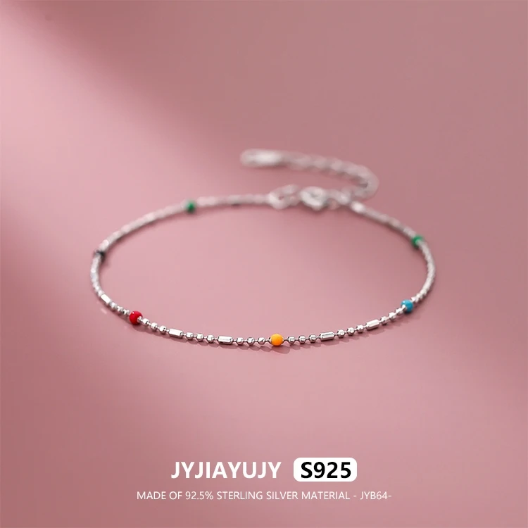 

JYJIAYUJY 100% Whole Original Sterling Silver S925 Bracelet In Stock Colored Beans Fashion Jewelry Gift Daily JYB64
