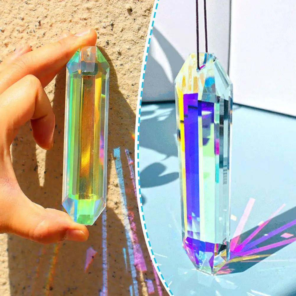 120mm Rainbow Maker Hexagonal Bar Suncatcher Crystal Chandelier Prism Hanging Pendant DIY Accessories Christmas Tree Ornaments