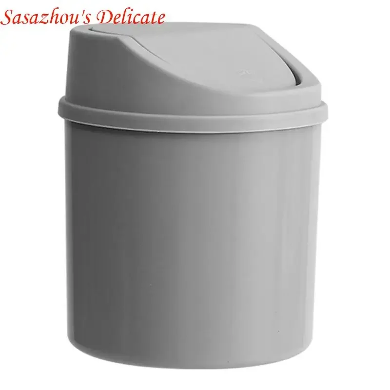 X4YD Desktop Waste Bin With Swing Cover Mini Trash Can Plastic Dustbin Garbage Container For Bedroom Living Room Home Office
