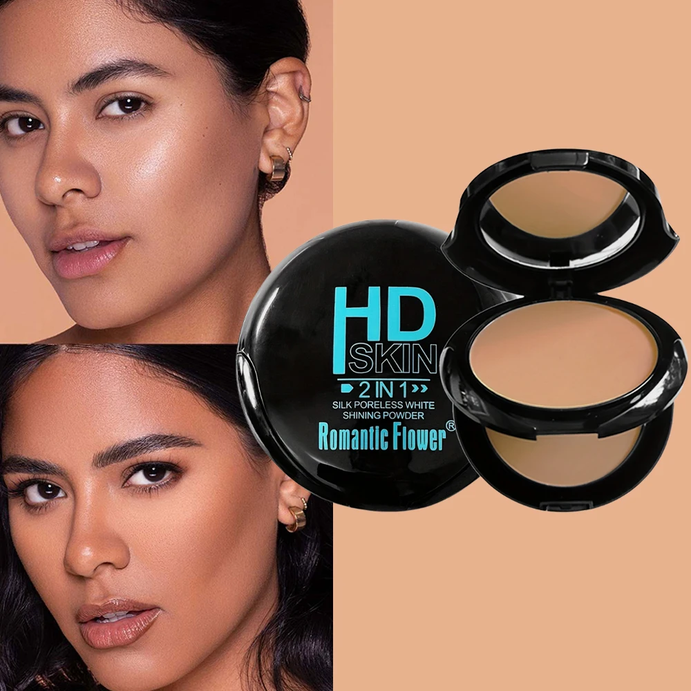 Corrector en polvo de doble capa 2 en 1, 3 colores, cobertura completa, Control de aceite de larga duración, maquillaje resistente al agua con soplo para uso diario