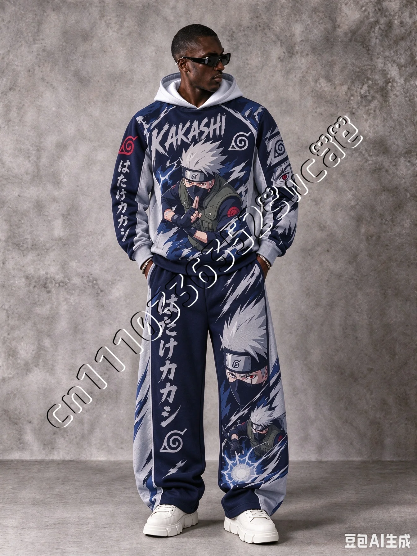 26/27 New Naruto Uchiha Sasuke Hoodie Set Autumn Winter Trendy Unisex Street Fashion 2 Piece Outfit FamilyMatching