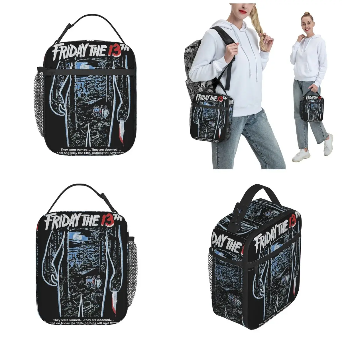 Friday 13th Horror Movie 2024 Insulated Lunch Bags Jason Voorhees Lunch Container Multifunction Cooler Thermal Lunch Box Picnic