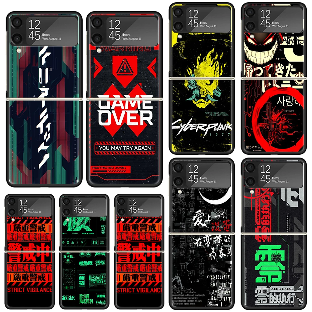 Cyber Style Punks Phone Case For Samsung Galaxy Z Flip Zflip 6 Flip6 5 Flip5 4 Flip4 3 Flip3 5G Art Fundas Black Cover