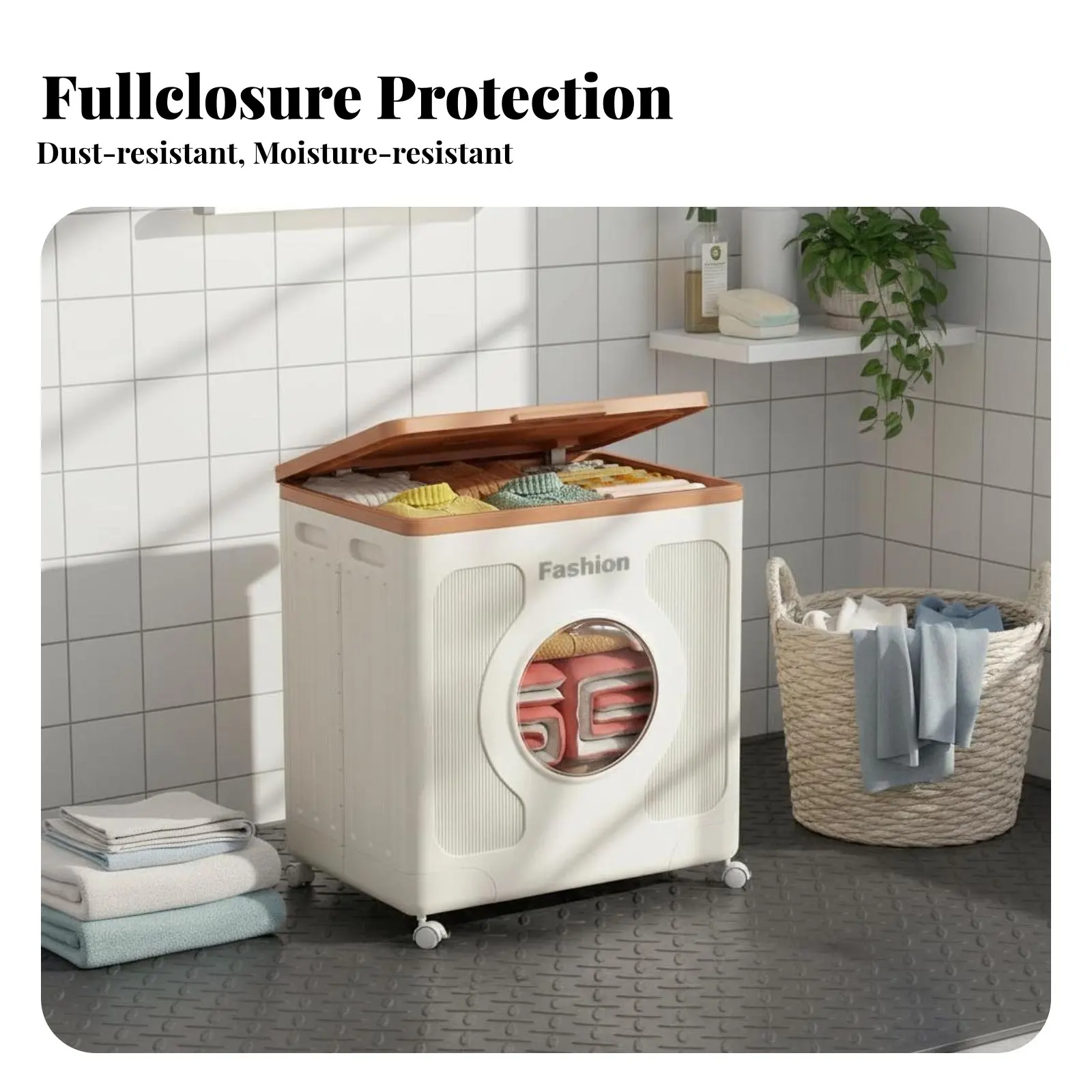 

Foldable Cabinet with casters Foldable Foldable Bin with Doors Large Capacity doubleOpening for Bedroom, Closet, Living Room