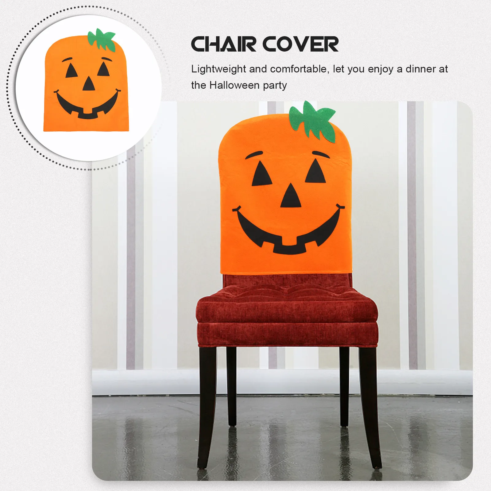 2Pcs Halloween Pumpkin Face Chair Covers Strong Practical Protector for Banquet Meeting Celebration Chair Cover
