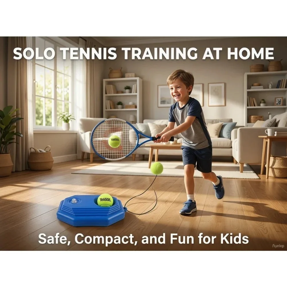 Tennis Rebounder With String Solo Practice Return Ball Trainer Reaction Training Game For Adults Kids Backyard Beach Home Party