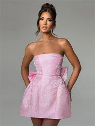 Ladies Autumn Evening Birthday Party Dress Women Sleeveless Backless Bow New Fashion Mini Dresses Night Clubwear Fall Outfits