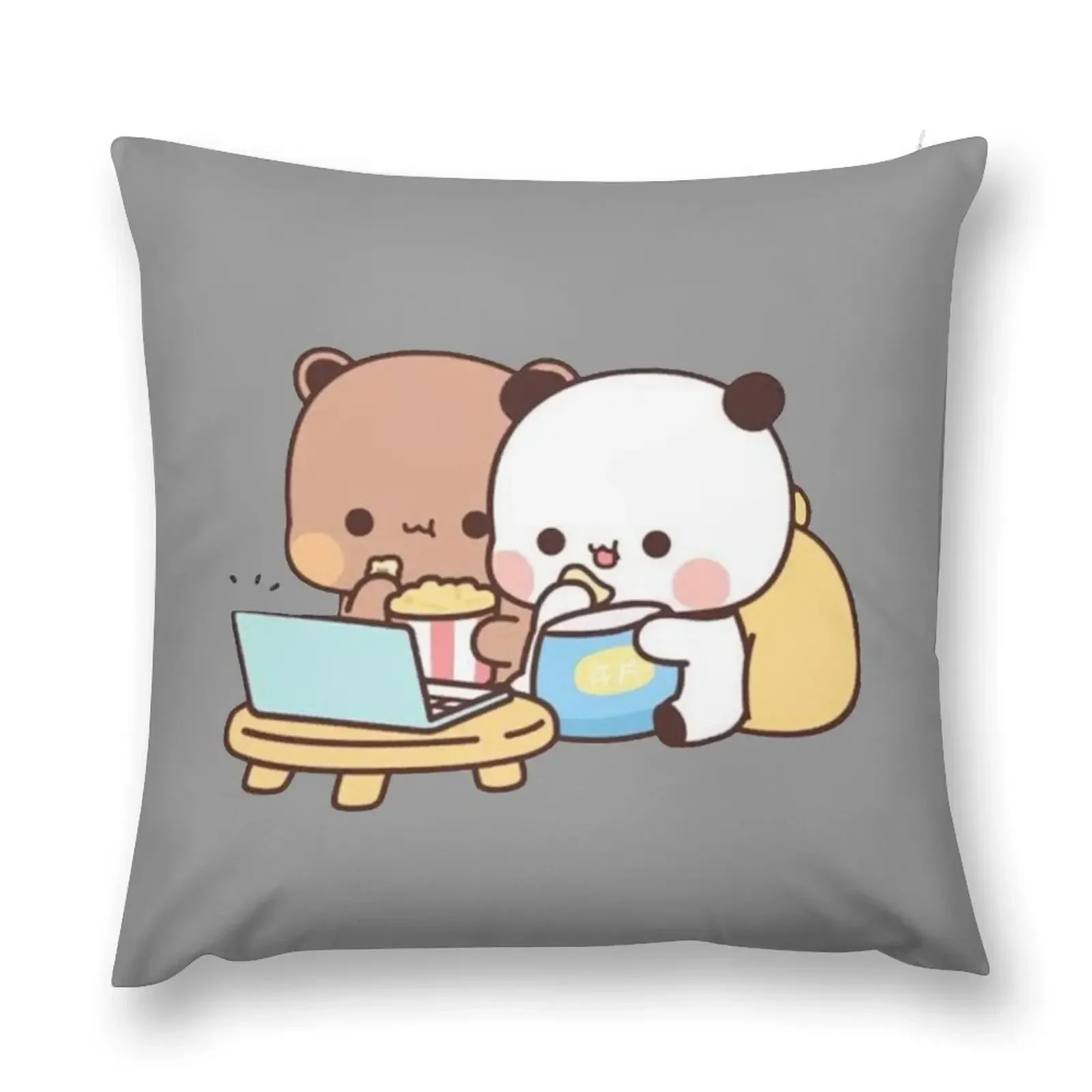 

DuDu Bear and BuBu Panda watching movie together Throw Pillow Decorative Cushions Christmas Pillow Covers Anime pillow