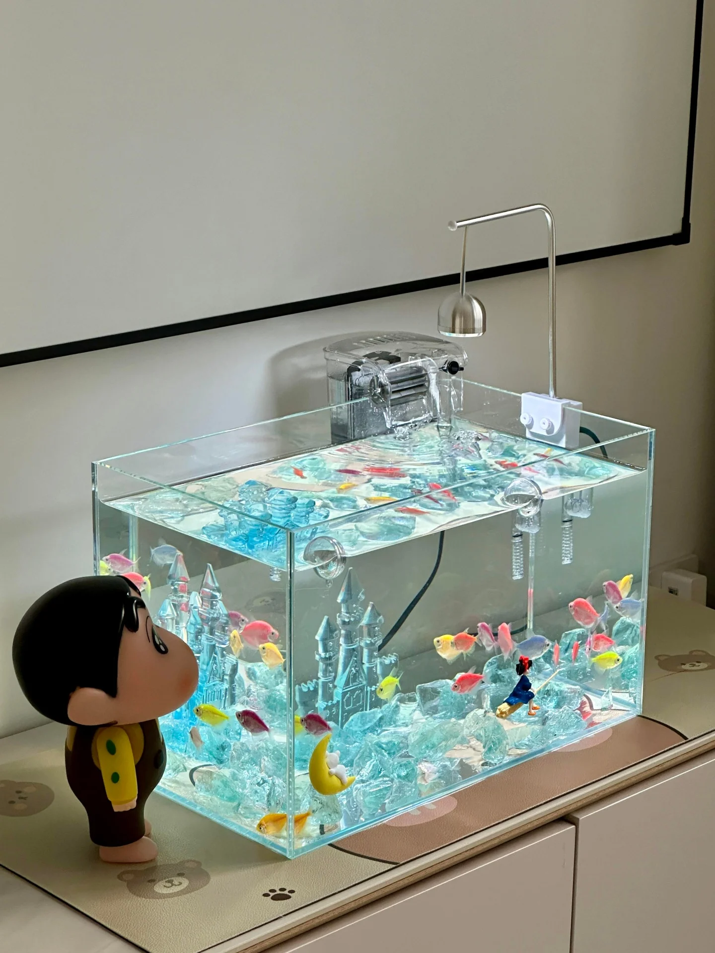 ブルーオーシャンキャッスル水槽装飾エコフレンドリーフルセットベタフィッシュタンク風景飾りモダンな屋内ペットフィッシュタンク