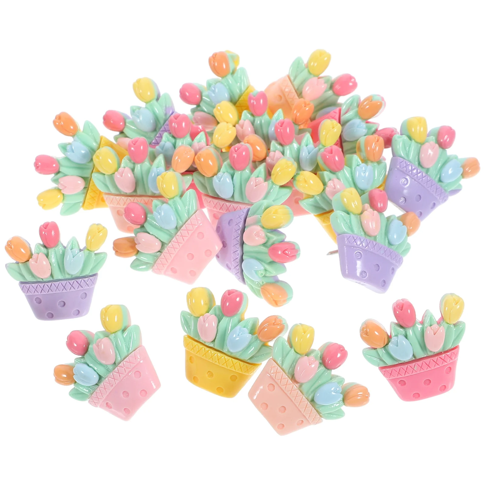 20 قطعة دبابيس ضغط الراتنج مشرق اللون Thumbtacks لخرائط مكتب مكتب الملحقات الأنشطة الحرفية زهرة على شكل #3