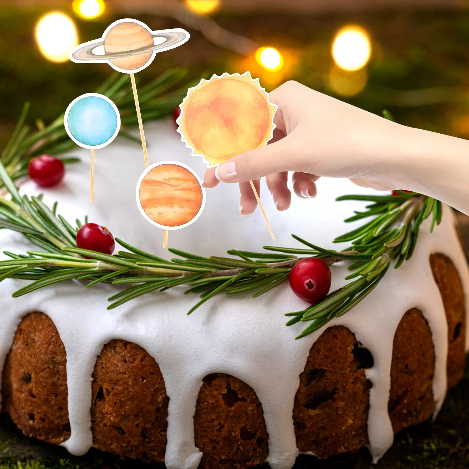 

1Set Planet Cake Toppers Solar System Decor Safe Durable Long Lasting Clear Pattern Birthday Cake Ornaments Girls Party
